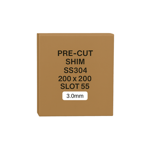 3.0mm Stainless Steel Precut Shim 200x200 Slot 55mm Pack of 10