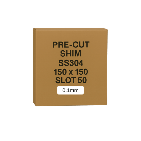 0.1mm Stainless Steel Precut Shim 150x150 Slot 50mm Pack of 10