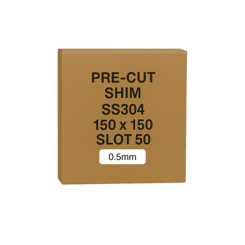 0.5mm Stainless Steel Precut Shim 150x150 Slot 50mm Pack of 10