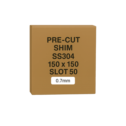 0.7mm Stainless Steel Precut Shim 150x150 Slot 50mm Pack of 10
