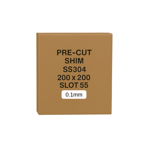 0.1mm Stainless Steel Precut Shim 200x200 Slot 55mm Pack of 10
