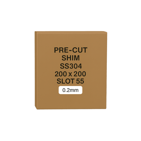0.2mm Stainless Steel Precut Shim 200x200 Slot 55mm Pack of 10