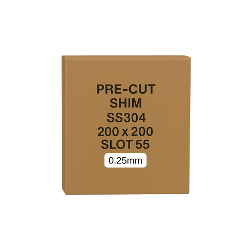0.25mm Stainless Steel Precut Shim 200x200 Slot 55mm Pack of 10
