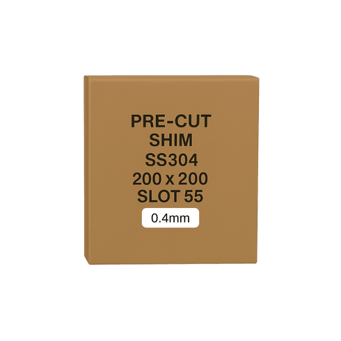 0.4mm Stainless Steel Precut Shim 200x200 Slot 55mm Pack of 10