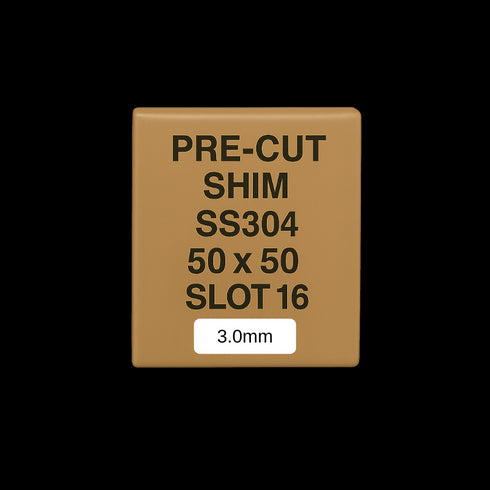 3.0mm Stainless Steel Precut Shim 50x50 Slot 16mm Pack of 10