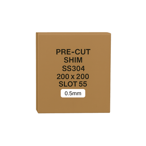 0.5mm Stainless Steel Precut Shim 200x200 Slot 55mm Pack of 10